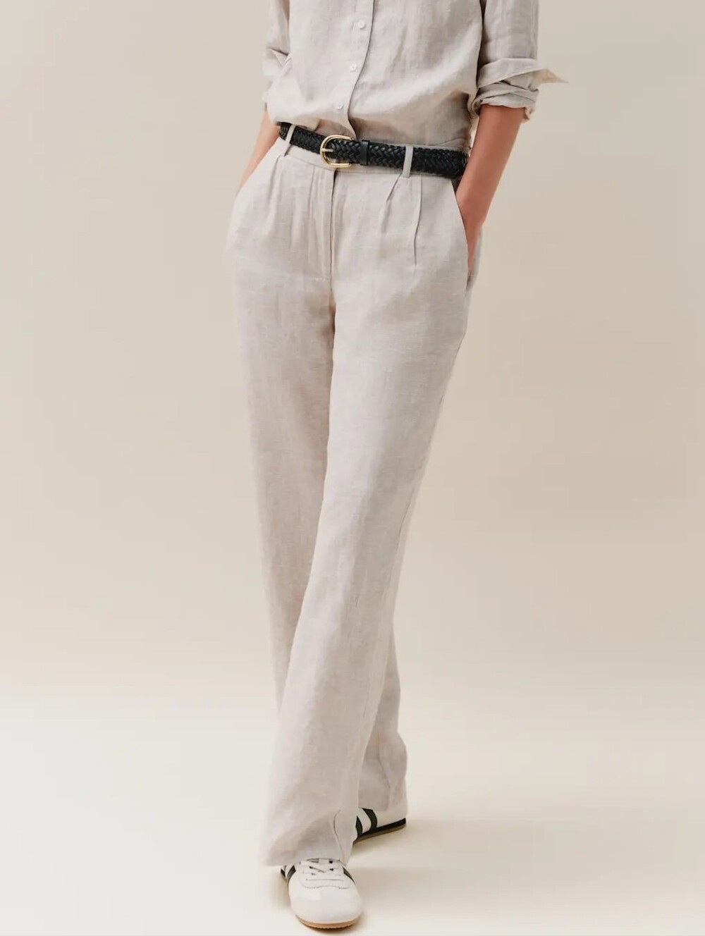 Quince European Linen Pleated Trousers In Flax Size 8